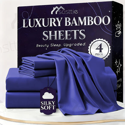 Bamboo Bed Sheet Set - 100% Bamboo Blend - 16" Deep Pocket with Elastic - Breathable Hotel Sheets And Pillowcase Set - Great Christmas Gifts