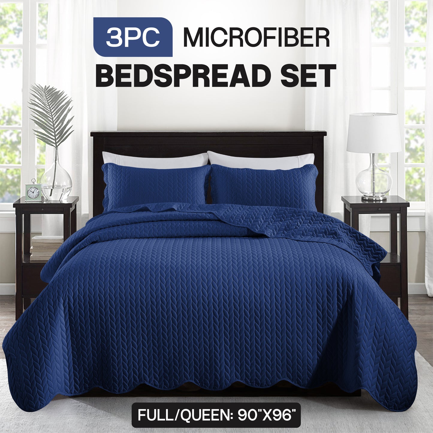 3pcs Bedspread Set Bedspreads with free Pillow Shams - Leaf Pattern Soft & Breathable Bedspread Lightweight Microfiber Bedspread - Modern Style Floral Pattern Coverlet For All Seasons - Christmas Gifts For Family And Friends (1 Bedspread, 1 Or 2 Pillow Sh