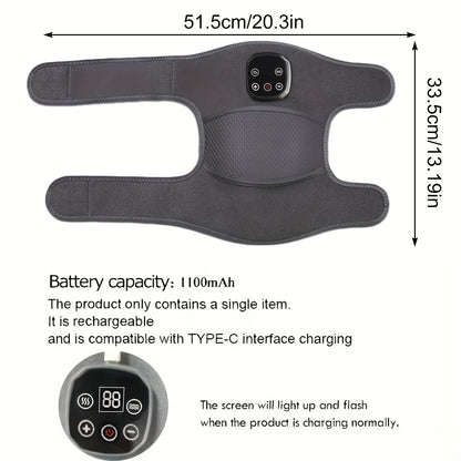 Heated Knee Massager Brace – Wireless Electric Knee Pad with Heat & Vibration, USB Rechargeable Warm Massage Knee Support Wrap for Arthritis, Joint Pain Relief, Men & Women