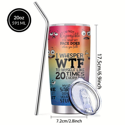 Humor Rainbow Pattern Design Coffee Mugs, Stainless Steel Insulated Tumbler with Lid & Straw, Beverage Container & Travel Cup for Hot & Cold Drinks, 20oz Camping Drinkware, Ideal Gift for Men, Women, Coworker, Birthday, Holiday, Parties, Christmas