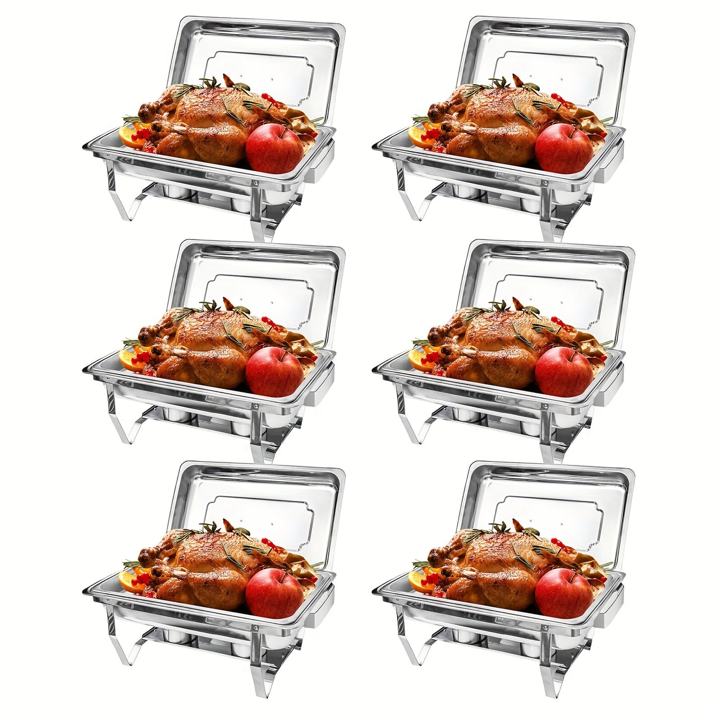 Chafing Dishes Buffet Set, 1/2/4/6/8 Pack-9QT Stainless Steel Chafers Food Warmer Trays for Buffets, Parties, Hotel, Party for Christmas, Halloween - Only for Cooking, Only for Cooking