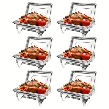 Chafing Dishes Buffet Set, 1/2/4/6/8 Pack-9QT Stainless Steel Chafers Food Warmer Trays for Buffets, Parties, Hotel, Party for Christmas, Halloween - Only for Cooking, Only for Cooking