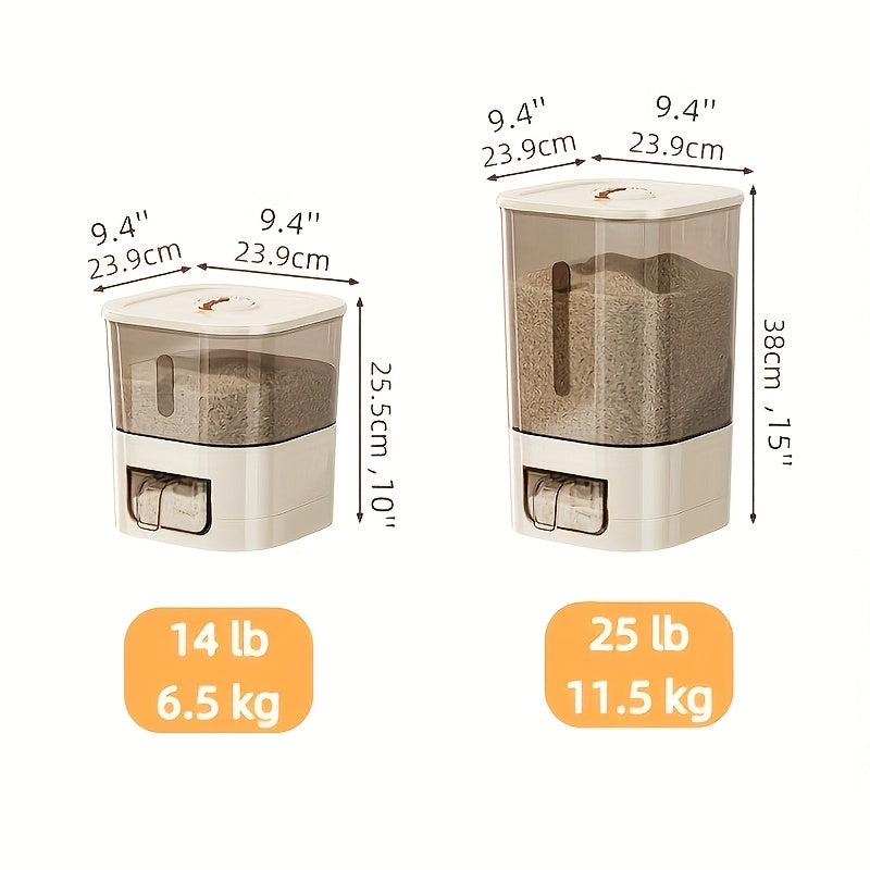 Golden Medal Automatic Rice Container with Measuring Cup | Large Capacity, Moisture-proof And Airtight Rice Container, Perfect for Storing Rice, Grains, Flour, Kitchen Essentials, And Pet Food for Cats And Dogs.