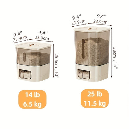 Golden Medal Automatic Rice Container with Measuring Cup | Large Capacity, Moisture-proof And Airtight Rice Container, Perfect for Storing Rice, Grains, Flour, Kitchen Essentials, And Pet Food for Cats And Dogs.
