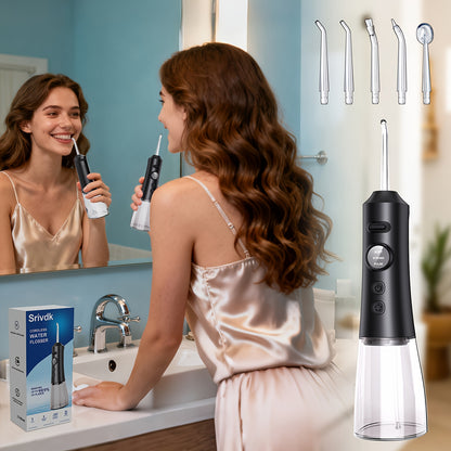 Water Flosser Cordless Oral Irrigator - Rechargeable Electric Dental Cleaner with 6 Nozzles, Precise Pressure Control, Plaque & Tartar Removal, USB Powered, Portable for Home & Travel