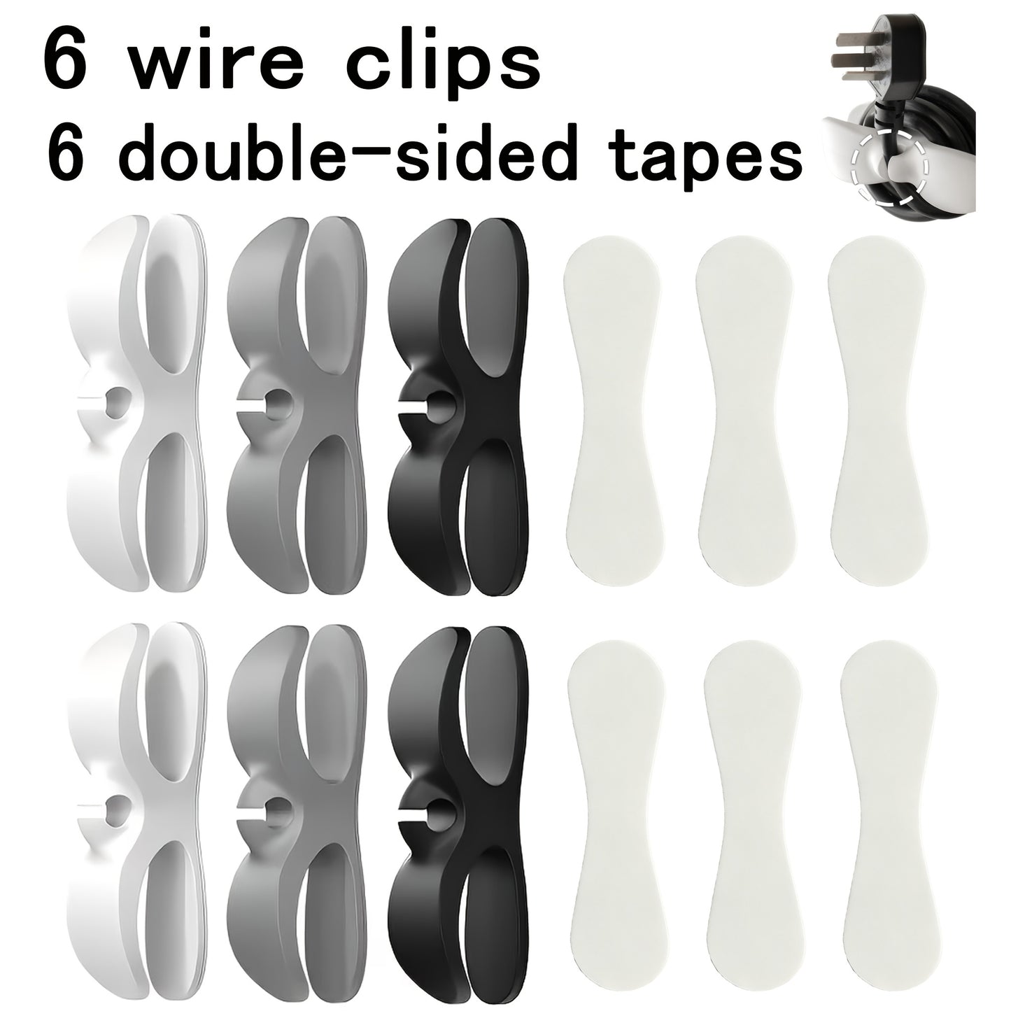 12pcs Wall-Mounted Cable Winders Suitable for Managing Cables in, Coffee Makers, & Small Appliances - Adhesive Concealed Organizers with Plastic Holders, Space-Saving Management Countertop Clutter, Utility Hooks