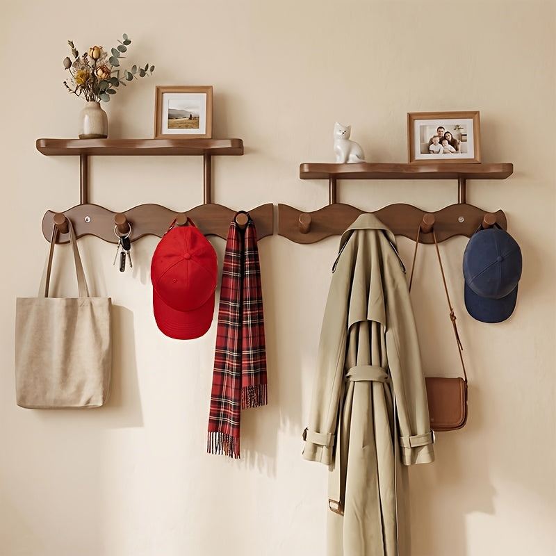 Multi-functional 4-8 Hook Coat Rack, Durable Wooden Wall-Mounted Coat Rack, an Essential Decorative Wall Hook, Both Beautiful and Practical