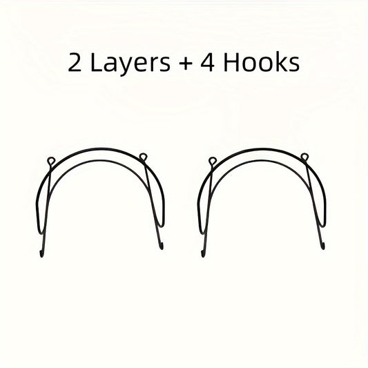 6pcs Iron Hanging Rack Set - Elegant Wall Decoration - Bathroom Wall Hanging Storage Towel Rack, Bathroom Decoration And Accessories, Multi Functional Multi Layer Wall Storage Rack, Easy to Install, Bathroom Towels And Clothes Socks Hooked, Towel Racks