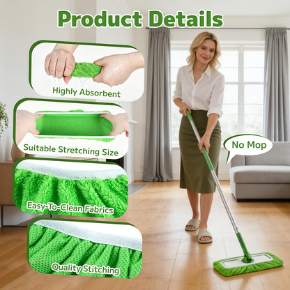 Microfiber Mop Pads 15-Pack Compatible with Swiffer Sweeper Reusable Washable Wet Dry Mopping Cloths Refill Pads for Hardwood Vinyl Tile Floors