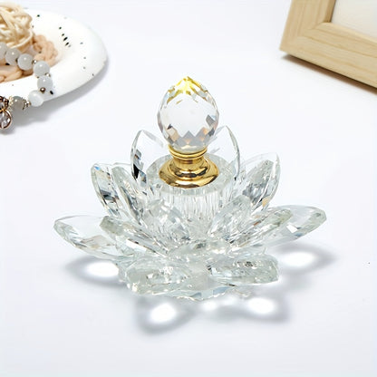Creative Lotus-Shaped Glass Perfume Bottle, Crystal Decorative Desktop Ornament, Unscented, Glass Decoration, Birthday, Christmas/Holiday Gift