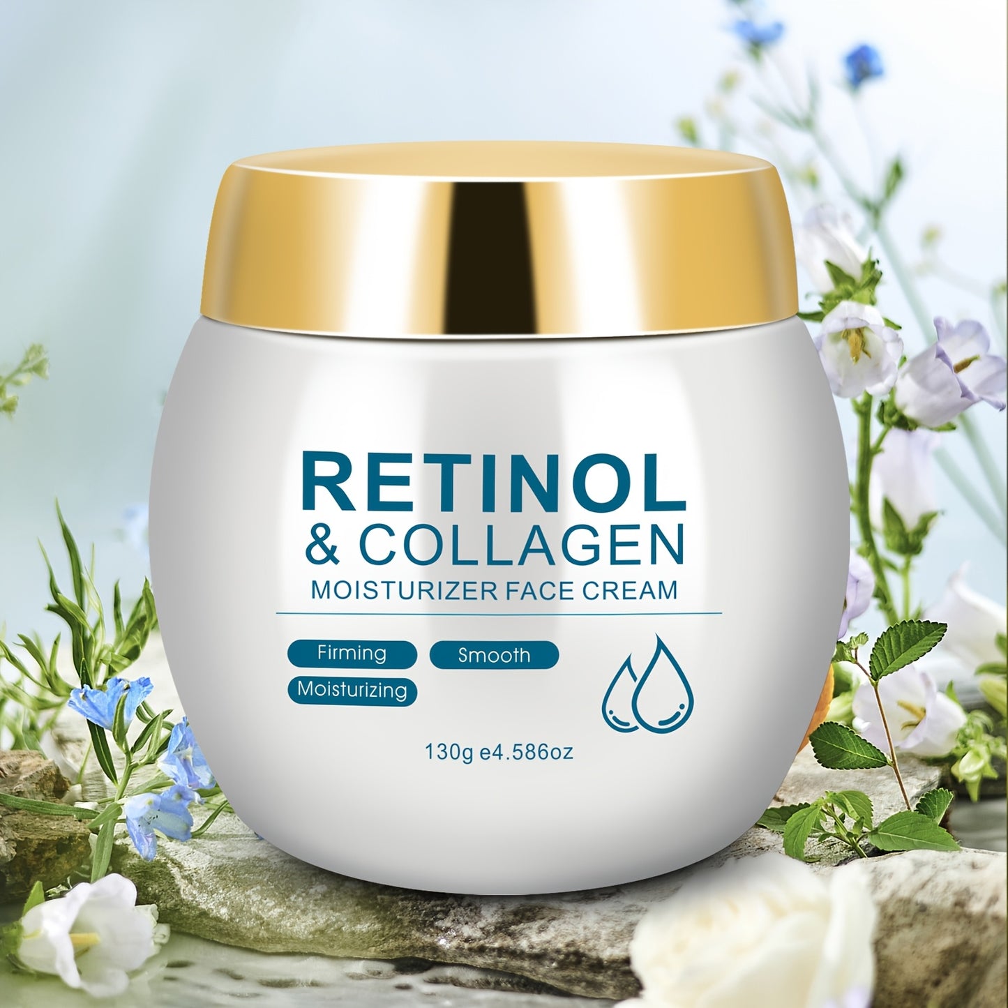 Retinol & Collagen Moisturizer Face Cream with Hyaluronic Acid & Vitamin E, Hydrating Firming Anti-Aging Day & Night Cream for All Skin Types, Hypoallergenic Neck & Face Moisturizer – 130g