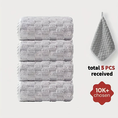 4-Pack Waffle Weave Ultra-Soft Bath Towels, Super Absorbent Quick-Dry Microfiber Towels for Adults, Quick-Drying Textured Towels, Soft Spa and Gym Travel Towels, Durable Material, Suitable for Daily Use - 80%, 20% Polyamide