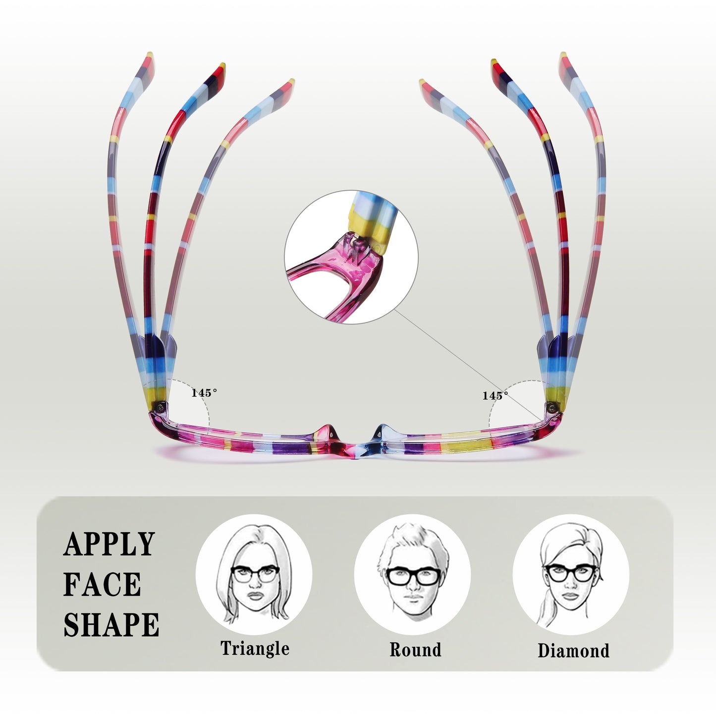 Set of 4 Retro Classic Reading Glasses with Printed Rectangle Frames for Both Men And Women Featuring Spring Hinges