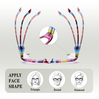 Set of 4 Retro Classic Reading Glasses with Printed Rectangle Frames for Both Men And Women Featuring Spring Hinges