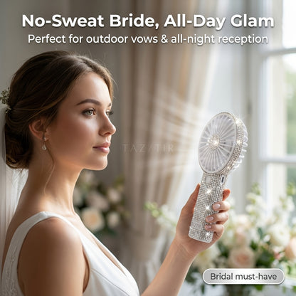 TAZTIR USB Rechargeable Mini Fan, Portable Diamond-style Handheld, Exquisite Battery Life, Suitable for Wedding, Outdoor, Desk, Travel, Valentine's Day Gift, Mother's Day Gift