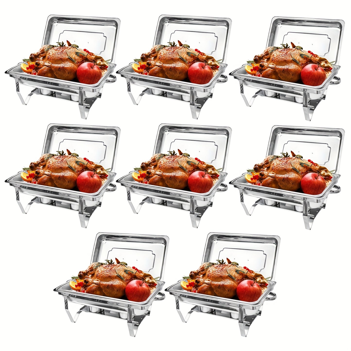 Chafing Dishes Buffet Set, 1/2/4/6/8 Pack-9QT Stainless Steel Chafers Food Warmer Trays for Buffets, Parties, Hotel, Party for Christmas, Halloween - Only for Cooking, Only for Cooking