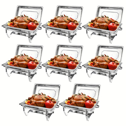 Chafing Dishes Buffet Set, 1/2/4/6/8 Pack-9QT Stainless Steel Chafers Food Warmer Trays for Buffets, Parties, Hotel, Party for Christmas, Halloween - Only for Cooking, Only for Cooking