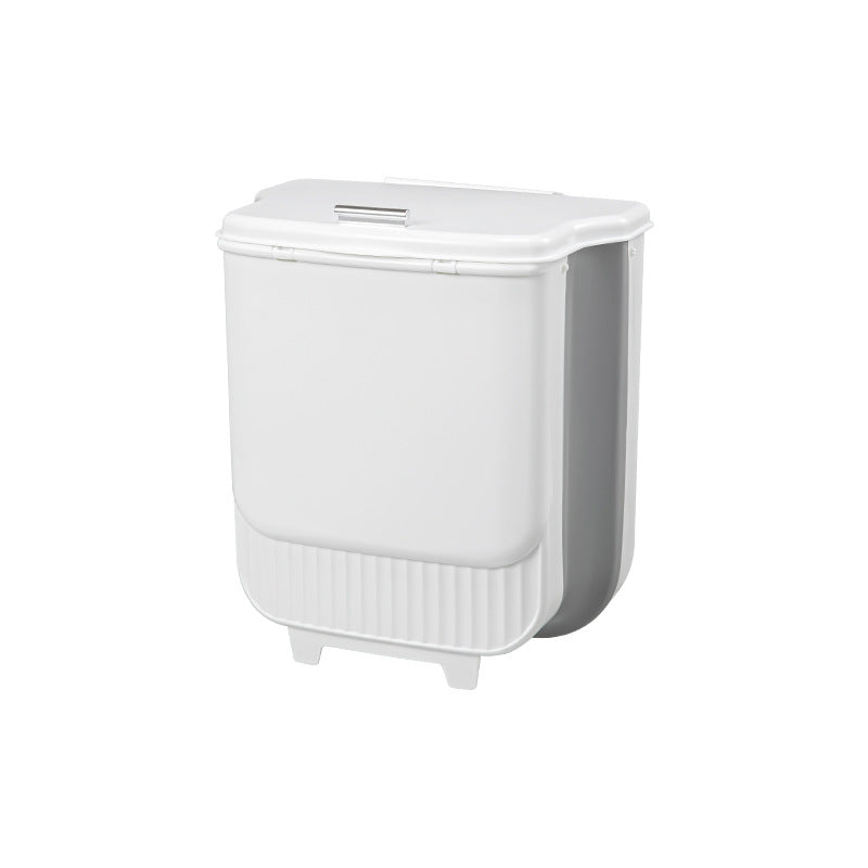 Kitchen Trash Can Collapsible Household Cabinet Door Wall-mounted Trash Basket with Lid Toilet Toilet Storage Trash Basket