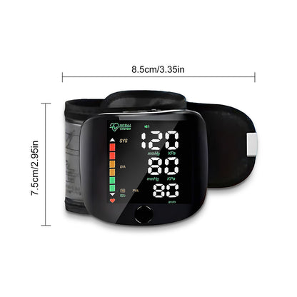 Wrist Blood Pressure Monitor with LCD Display, Adjustable Cuff and Pulse Rate Detection, Large Screen Portable Digital Blood Pressure Machine, Supports One-button Operation.
