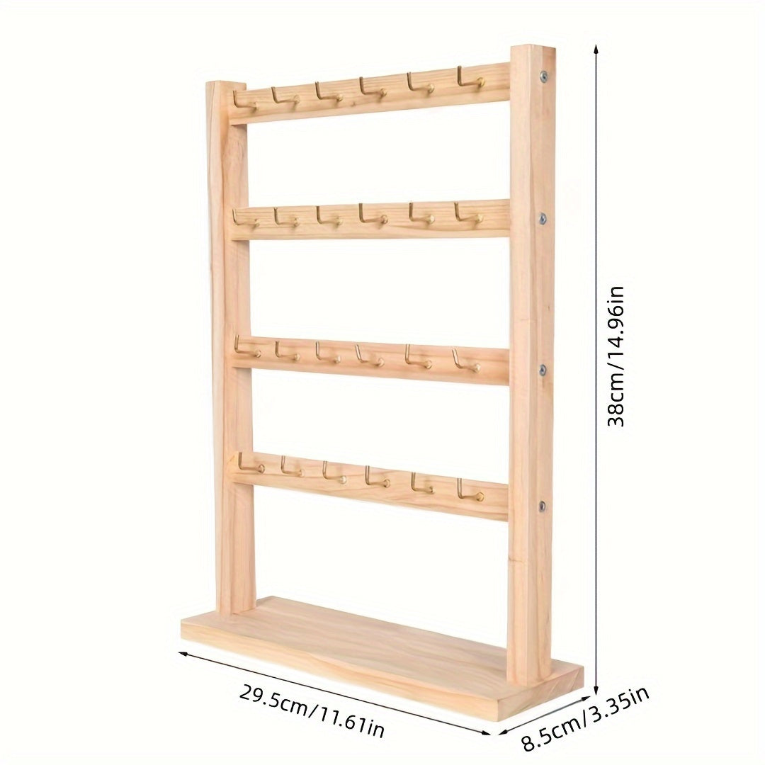 1pc Elegant Wooden Keychain And Jewelry Display Stand Hook - Multi-Functional Desktop Organizer Earrings, Bracelets, And More Storage Three-Layer Jewelry Stand Four-Layer Jewelry Stand Please Purchase As Needed, Jewelry Towers