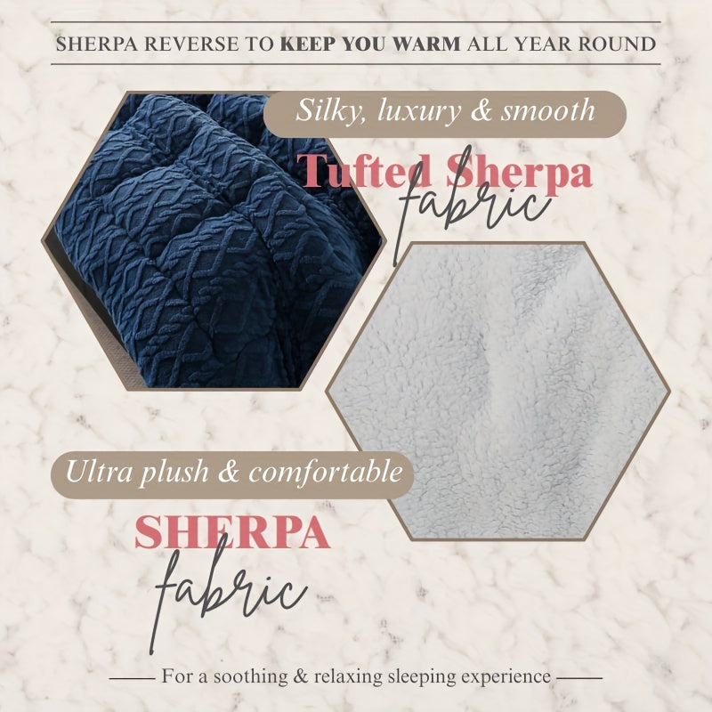 1pc Luxurious Taffeta Comforter, Extra Thick And Soft Plush Sherpa, Double-sided Thick, 500gsm Filling Extra Thick Warm For Autumn And Winter, Gift, Home Decor