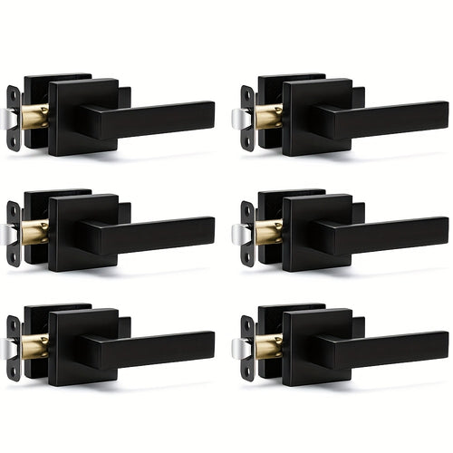 Matte Black Square Door Handle Set – Interior Passage Door Knob for Hall & Closet, Heavy-Duty Left & Right Hand Compatible, Modern Hardware
