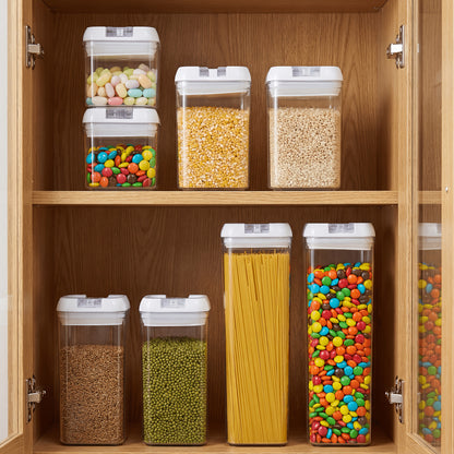 3/4/5/6/7pcs Plastic Food Storage Box Crimp Cover, Food Storage Container with Lid, Cereal, Leak Proof, BPA Free, Organization And Storage, for Grain, Nuts, Snack, Cookie, Fruit And Sugar, for Kitchen, Storage Organization, Gifts
