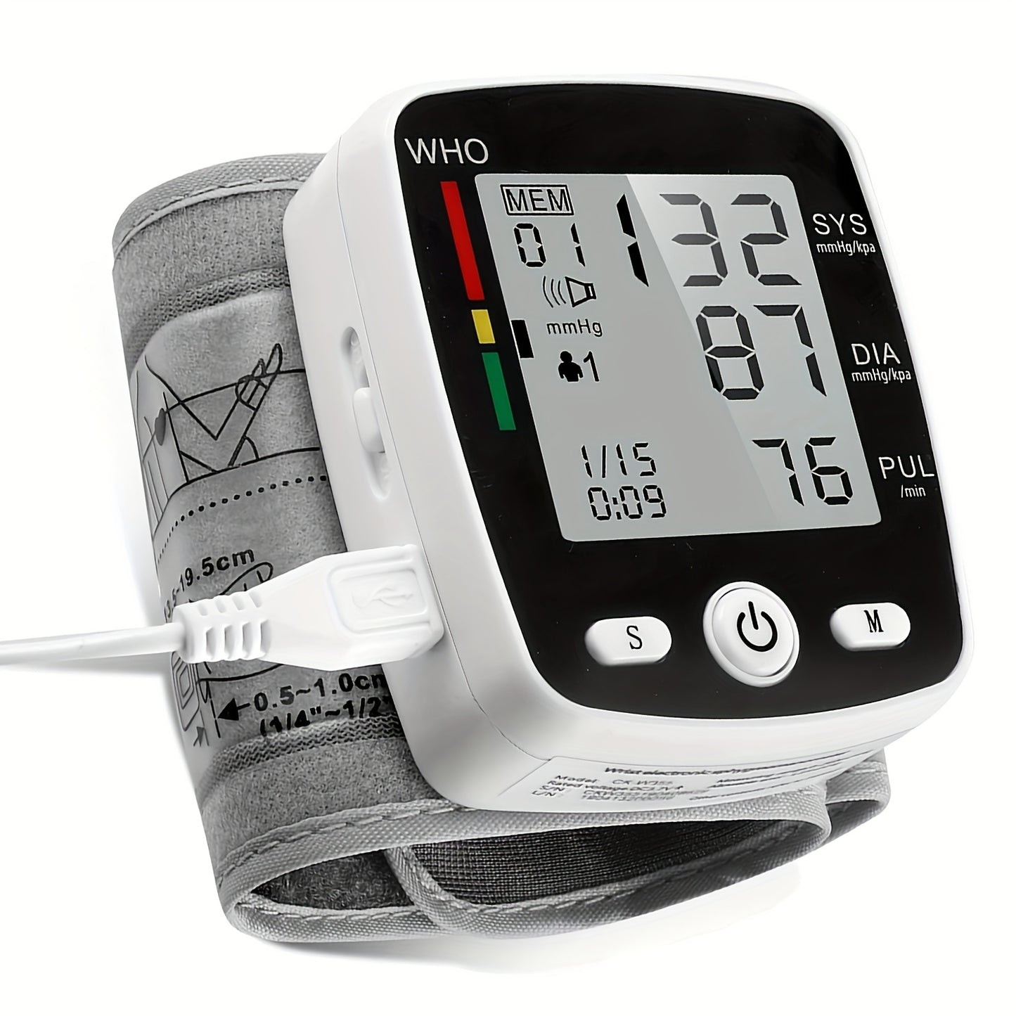 Rechargeable/Battery Powered(Optional) Digital Wrist Blood Pressure Monitor with Large LCD, Voice Broadcast/Not Voice Broadcast(Optional) Blood Pressure Monitor Wrist Cuff, Portable Design & 2x99 Readings Memory Blood Pressure Monitor