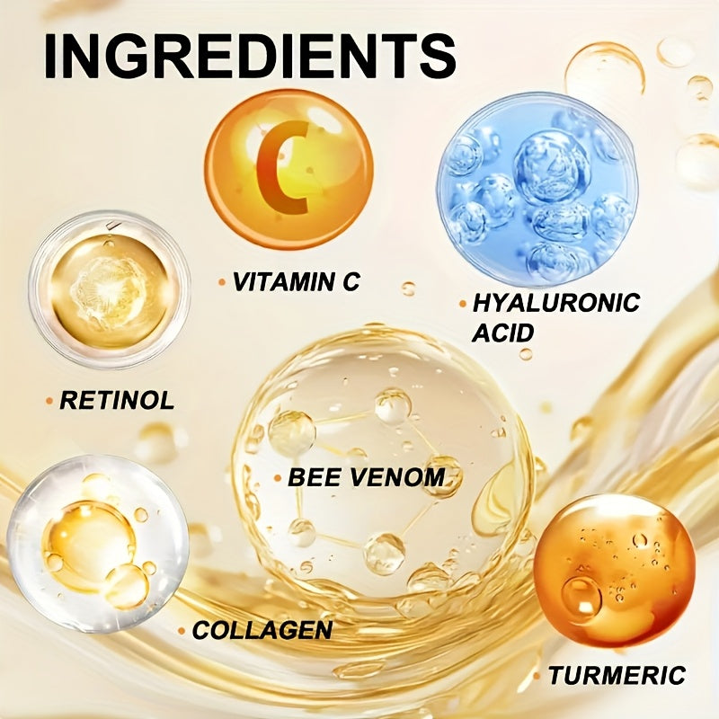 2pcs Turmeric Bee Venom Moisturizing Cream Set, Firming And Lifting, Contains Hyaluronic Acid, Vitamins C + E, And Collagen, Nourishing Day And Night Cream, Premium Skincare, Non-Greasy, Suitable for All Skin Types, Perfect Christmas Gift