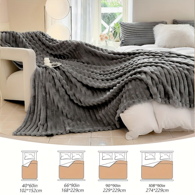 Thickened Blanket Soft And Comfortable Imitation Rabbit Hair Reversible Blanket Thermal Blanket Nap Blanket Air Conditioning Blanket Office Outdoor Camping Gift Blanket for All Seasons