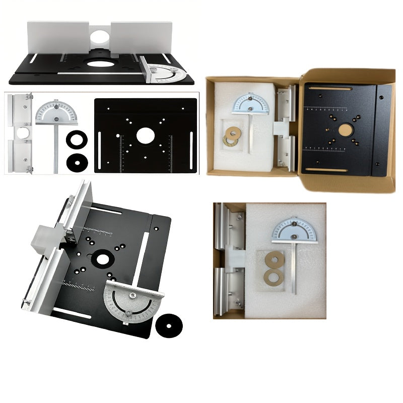 1pc Aluminum Router Table Insert Plate, Metal Dual Function Router Table with Fence And Miter Gauge, Use Without Electricity, for Woodworking Bench, Valentines Gifts for Men