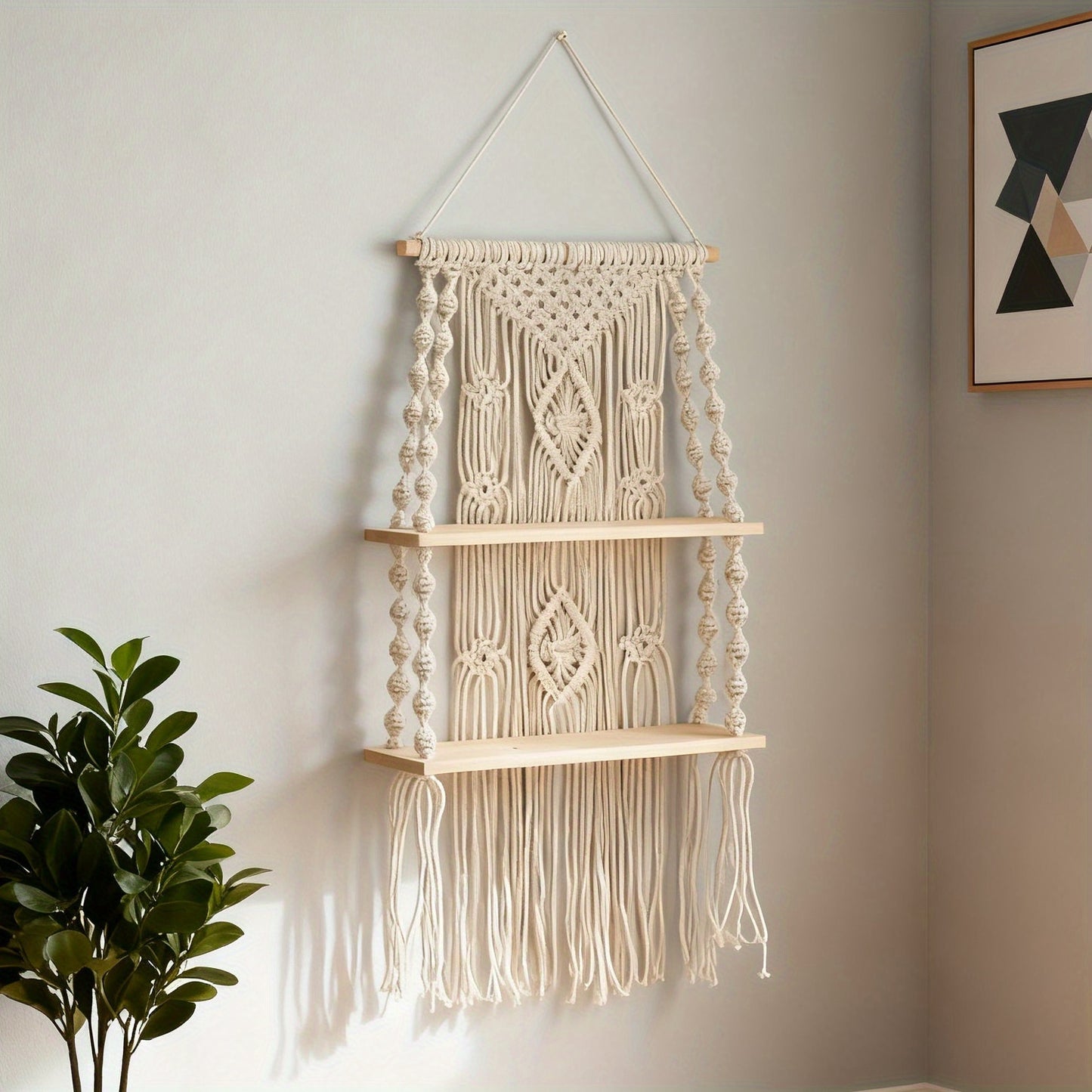 Lace Wall Hanger, Tassel Woven Tassel Hanger, Bohemian Wall Hanger Suitable for Small Plant Photo Frames, Home Living Room, Bedroom, Balcony Decoration
