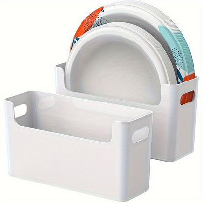 Plate Organizer for Kitchen Counter - Stackable Dish Rack for 6 to 9.5 Inch Plates, Durable Plastic Plate Storage with Colorful Lids, Space-Saving Design for Kitchen, RV, Camping or Outdoor Use