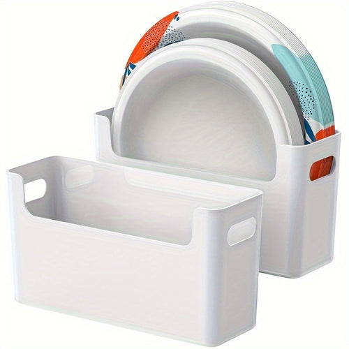 Plate Organizer for Kitchen Counter - Stackable Dish Rack for 6 to 9.5 Inch Plates, Durable Plastic Plate Storage with Colorful Lids, Space-Saving Design for Kitchen, RV, Camping or Outdoor Use