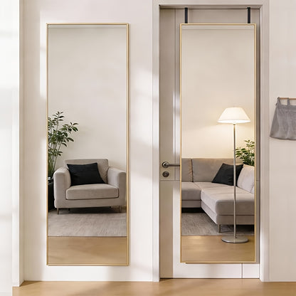 47x14 Full Length Mirror Over The Door/Wall Mounted - Vertical Hanging Mirror with Lightweight Aluminum Alloy Frame, Full Body Dressing Mirror Suitable for Bedroom, Living Room, Entryway - Install, Space-Saving Vertical Mirror