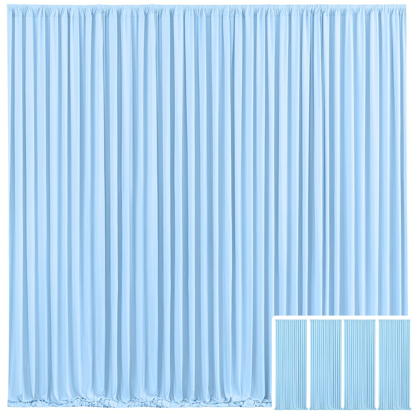 4 Pack 5x10 Feet Elegant Heavyweight Nonwoven Blackout Backdrop Curtain - Durable & Wrinkle-Resistant, Smooth Hanging - For Wedding, Birthday, Baby Shower Party Decor Photography Background