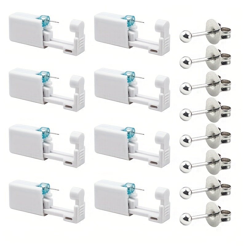 8pcs Ear Piercing Kit, Ear Self Piercing Gun, Disposable Ear Piercing Tool, Suitable For Families Or Parties