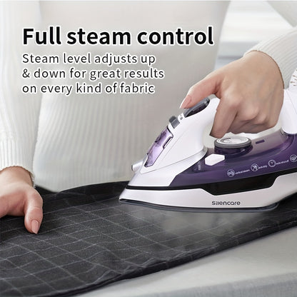 Steam Clothes Iron with Ceramic Coated Soleplate – Precision Thermostat, 3-Way Auto-Off, Self-Cleaning, Anti-Calcium & Anti-Drip, Lightweight Travel & Home Garment Iron