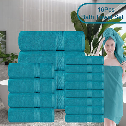 UToPantica 16pcs/8pcs Luxurious Soft Towel Set | 2/4 Bath Towels, 2/4 Hand Towels, 4/8 Washcloths Luxurious, Soft, Skin Friendly, Good Water Absorption, Quick Drying, Thickened Bathing Towel, Suitable For Home, Hotel, Travel, Fitness, Beauty SPA