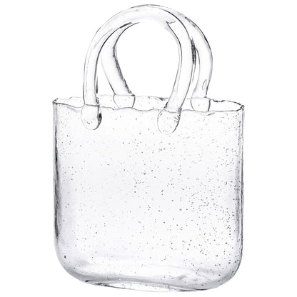 WHONLINE 1/2pcs Glass Purse Vase for Flowers, Clear Bag Vases with Handle, Unique Cute Handbag Shape Decorative Flower Vases for Centerpieces Home Table Shelf Decor Birthday Gift, For Halloween and Christmas