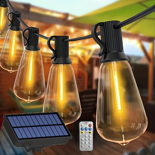 100FT ST38/72.2FT/79.4FT Spherical Bulbs/105Ft/72.2Ft Warm White/-Cool White LED Solar Light String - with Remote Control, IP65 Waterproof, Durable for 12 Hours, Drop Resistant, Very Suitable for Courtyard Decoration, Festival Celebrations