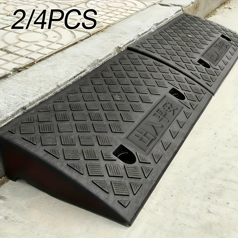 Curb Ramp Heavy Duty Plastic 3000 lb Portable Lightweight for Car SUV Motorcycle Bike Wheelchair Scooter Driveway Sidewalk Loading Dock Garage Outdoor Use Mobility Aid Ramp 2/4 Pack Black