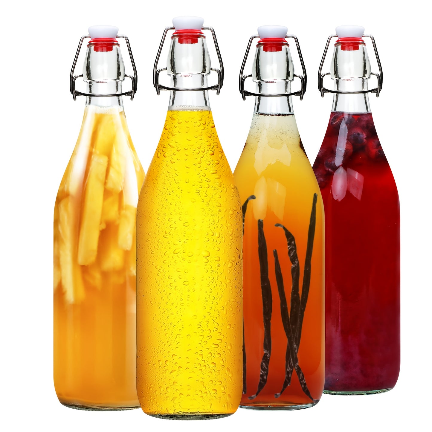 4/6/8/12pcs-32oz Swing Brewing Bottle with Stopper for Beverages, Oil, Vinegar, Water, Soda, Airtight Lid