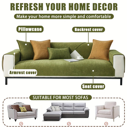 1pc of Pet-Friendly Chenille Ribbed Sofa Cover That Is Non-Slip And Machine Washable, Made from Soft Stretch Fabric Suitable for 2, 3, Or 4-Seater And Sectional Sofas. It Enhances Contemporary Home Decor in Living Rooms, Bedrooms, And Offices