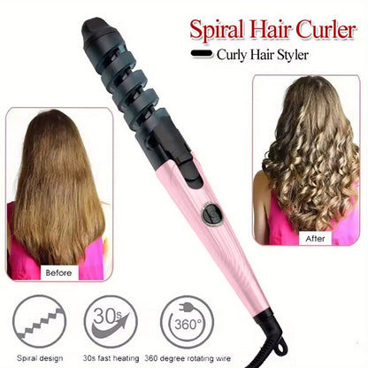 Anti-Tangle and Anti-Scalding Rotary Curler Portable Curler, Automatic Spiral Curler for Women, Fast Heating Curler for Long and Short Hairstyles, Women Gift Birthday Christmas Gift