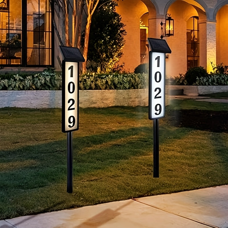 Solar Column Sign Light, LED Door Sign Light, Floor Lawn Light, No Wiring Required, It Will Automatically Light Up At Night, Suitable for Home, Email, Factory, Commercial Area And Other Address Identification