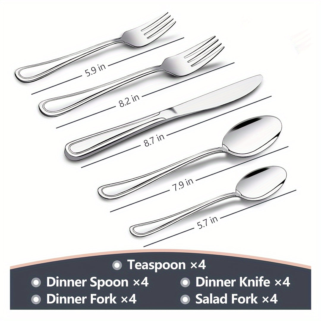 Stainless Steel Flatware Cutlery Set, 20/22/40/60/72pcs For 4/8/12, Silvery/Black, For Home Kitchen Restaurant Hotel, Kitchen Utensils Set, Mirror Polished, Dishwasher Safe, Perfect For Gifts And Weddings.Local Warehouse, Father'S Day Gifts
