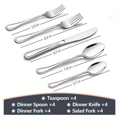 Stainless Steel Flatware Cutlery Set, 20/22/40/60/72pcs For 4/8/12, Silvery/Black, For Home Kitchen Restaurant Hotel, Kitchen Utensils Set, Mirror Polished, Dishwasher Safe, Perfect For Gifts And Weddings.Local Warehouse, Father'S Day Gifts