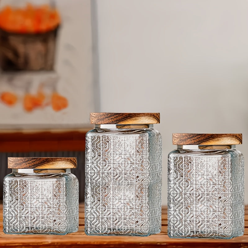 Organize Your Kitchen Essentials with This Versatile 3pcs Set Of Mason Jars And Air-tight Glass Storage Containers with Lids (16.91oz-25.36oz-33.81oz), Perfect for Pantry Storage Of Sugar, Flour, Grains, Coffee, Spices, Cereal, Cookies, And Dry Snacks.