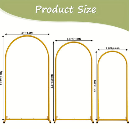 for party Packs Metal Arch Backdrop Stand Golden Wedding Arch Stand Set Of 3 (7.2ft/6.6ft/6ft), Square Arch Frame For Party Packs, Birthday, for party, Graduation, Ceremony Decoration, Thanksgiving Gifts, Halloween Gifts